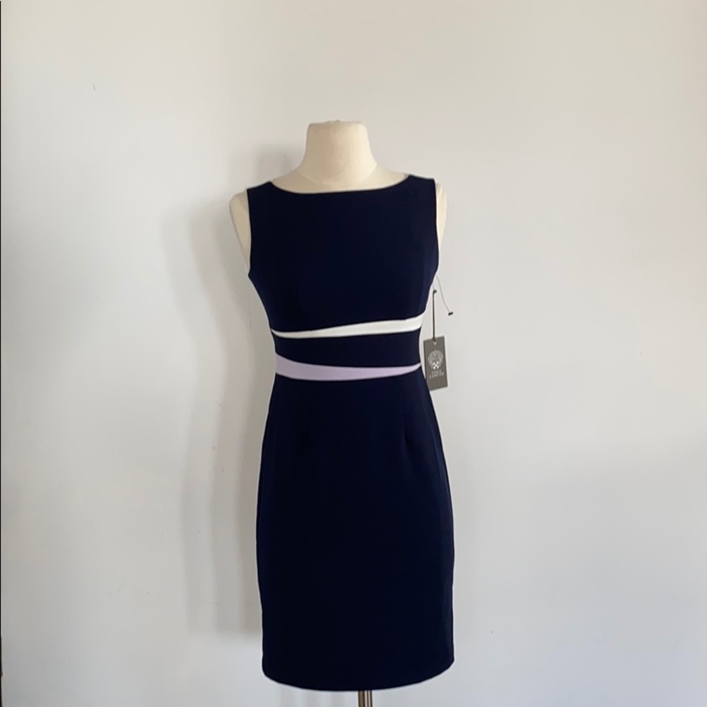 Vince Camuto Navy Crepe Sheath Dress